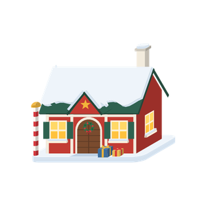 Escenario navideño de la casa de Papá Noel