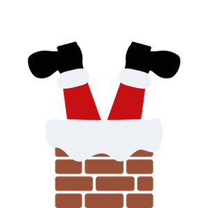 Papá Noel junto a una chimenea navideña